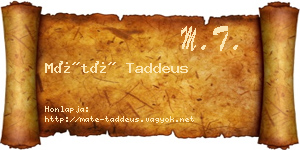 Máté Taddeus névjegykártya